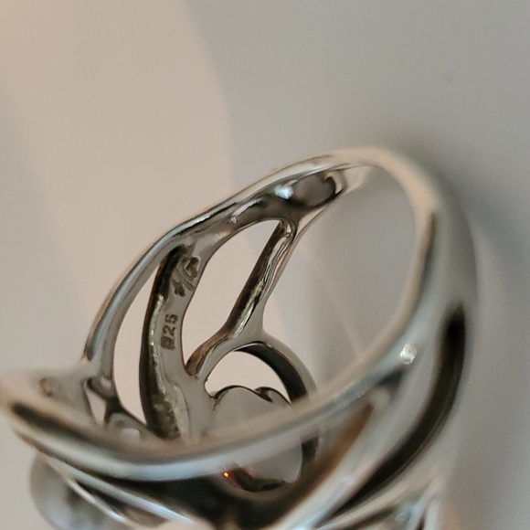 Sterling Silver and freshwater pearl ring SZ 7  Genuine Pearls Black gray white - Picture 5 of 7